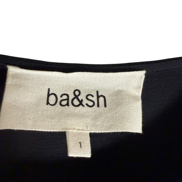 Ba&sh Oleane Short Sleeve Black A-Line Pleated Mini Dress Size 4 - Picture 10 of 16